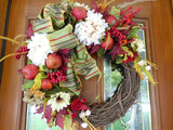 Fall wreath - Front door wreath - Autumn Wreath - decorative wreaths - Fall wreath - Julie Butler Creations