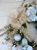 Blue Poinsettia Christmas Wreath - Christmas Wreath - Christmas Decorations - Holiday decorations - Julie Butler Creations