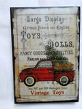 Red Truck Christmas shelf sitter - wood plaques - Christmas decorations - Vintage Toy advertising - Julie Butler Creations
