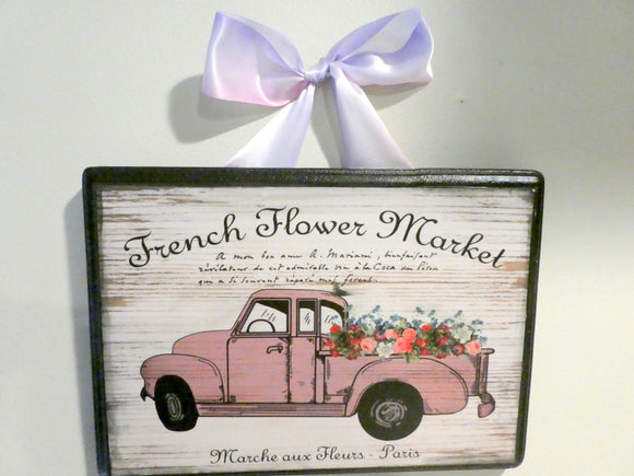 French Flower Market Plaque - Vintage Paris advertising -French Country decor - Julie Butler Creations