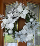 Silver and Blue Wreath - Christmas Wreath - Christmas Decorations - Holiday decorations - Julie Butler Creations