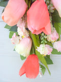 Spring door swag - Coral and Pink tulip door swag -Spring wreath - Spring door swag - Julie Butler Creations