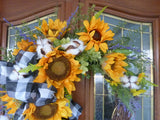Sunflower Farmhouse wreaths, Spring/Summer wreath, Sunflower wreath, front door wreath - Julie Butler Creations