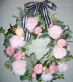 Spring Wreath, Wreaths for the Front door, Spring Peony Wreaths, Pink peony wreath - Julie Butler Creations