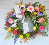 Wreath for the front door, Summer wreaths. Farmhouse wreaths, Spring Wreaths - Julie Butler Creations