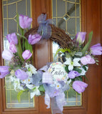 Lavender Easter wreath Wreath -Spring wreaths - Front door decor - door wreath for spring - Julie Butler Creations