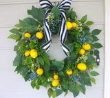 Large Summer wreath - lemon Front door Wreath - Farmhouse decor - French country Decor - Wreaths with fruit - Julie Butler Creations