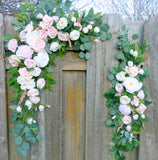 Blush Pink and white arch - Wedding Flowers - Wedding Decorations - Wedding arbor swag - Julie Butler Creations