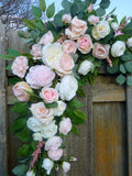 Blush Pink and white arch - Wedding Flowers - Wedding Decorations - Wedding arbor swag - Julie Butler Creations