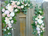 Blush Pink and white arch - Wedding Flowers - Wedding Decorations - Wedding arbor swag - Julie Butler Creations