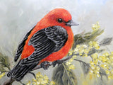 Song Bird oil painting - original oil painting - Scarlet Tanager painting - wildlife painting - Julie Butler Creations