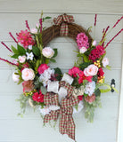 Front door wreath - Summer wreath - Spring Wreaths - French Country decor - Julie Butler Creations