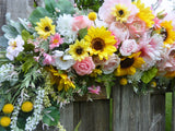 Sunflower and Pink Wedding Arch Decorations - Wedding Flowers - Wedding Arbor Flowers - Julie Butler Creations