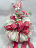 Candy Tree topper, Red and Green Ribbon Tree topper