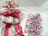 Red and Green Glittered Christmas tree bows, set of 8 bows