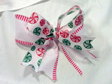 Red and Green Glittered Christmas tree bows, set of 8 bows