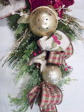 Poinsettia Door Swag, Burgundy and Gold door Christmas decorations