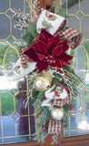 Poinsettia Door Swag, Burgundy and Gold door Christmas decorations
