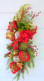 Red and Green Christmas Door Swag, Christmas decorations