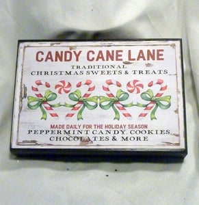Candy Cane Lane shelf sitter, Candy Cane sign, Wood Christmas signs