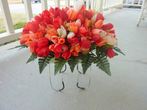 Mini Tulip Memorial Spray, Cemetery flowers