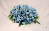 Blue Mini Tulip Memorial Spray, Cemetery flowers, Gravesite spray
