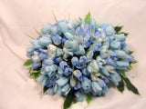 Blue Mini Tulip Memorial Spray, Cemetery flowers, Gravesite spray