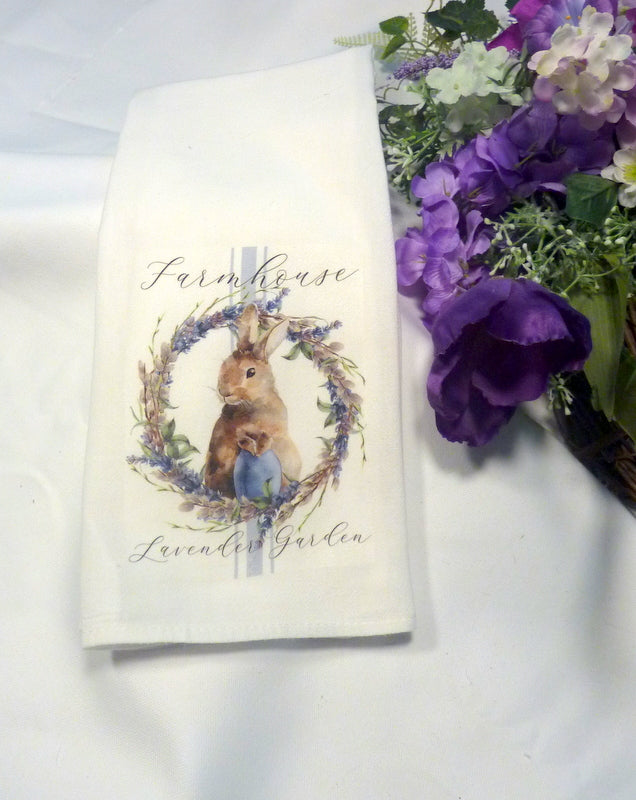 Chinoiserie Bunny Kitchen Towel, Blue And White Chinoiserie Rabbits Tea Towel, Chinoiserie Easter Decor, Happy Easter Rabbits