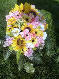 Sunflower Headstone Saddle, Cemetery flowers