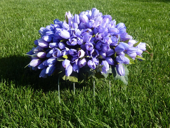 Lavender Mini Tulip Cemetery flowers, Gravesite flowers