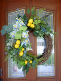 Lemon and Succulent wreath, Summer lemon Wreath, Farmhouse wreath