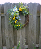 Lemon and Succulent wreath, Summer lemon Wreath, Farmhouse wreath