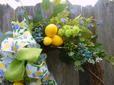 Lemon and Succulent wreath, Summer lemon Wreath, Farmhouse wreath