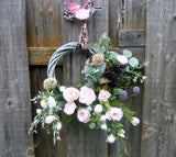 Pink Rose wreath, Spring Wreaths, French Country decor, Summer Wreath