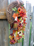 Fall Sunflower wreath, Front door wreath