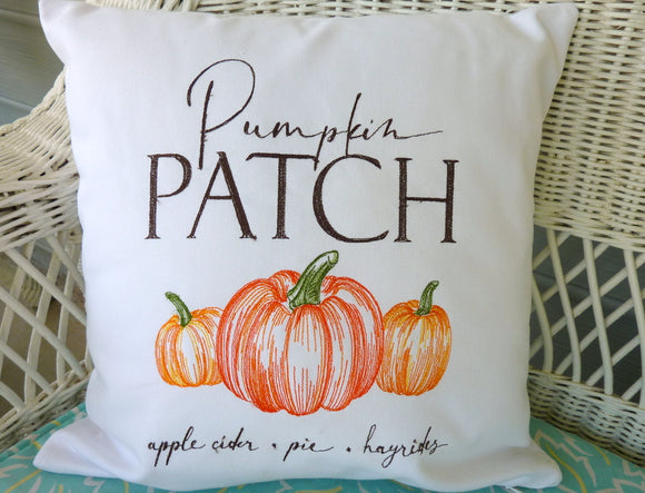 Pumpkin Patch pillow cover, Embroidered pillows, pumpkin pillows