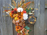 Fall Sunflower and Pumpkin wreath, Front door wreath