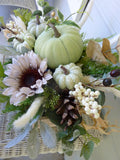 Fall Pumpkin centerpiece, Thanksgiving decorations, Fall floral arrangement
