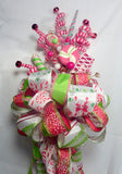 Red and Green Candy tree topper, Ribbon Topper