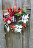Christmas Cardinal wreath, Christmas Decorations, Wreaths for the front door, Farmhouse wreath