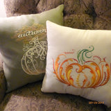 Autumn Pillow Cover - Embroidered pumpkin - Suede pillow cover - Fall pillows - Julie Butler Creations