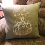 Autumn Pillow Cover - Embroidered pumpkin - Suede pillow cover - Fall pillows - Julie Butler Creations
