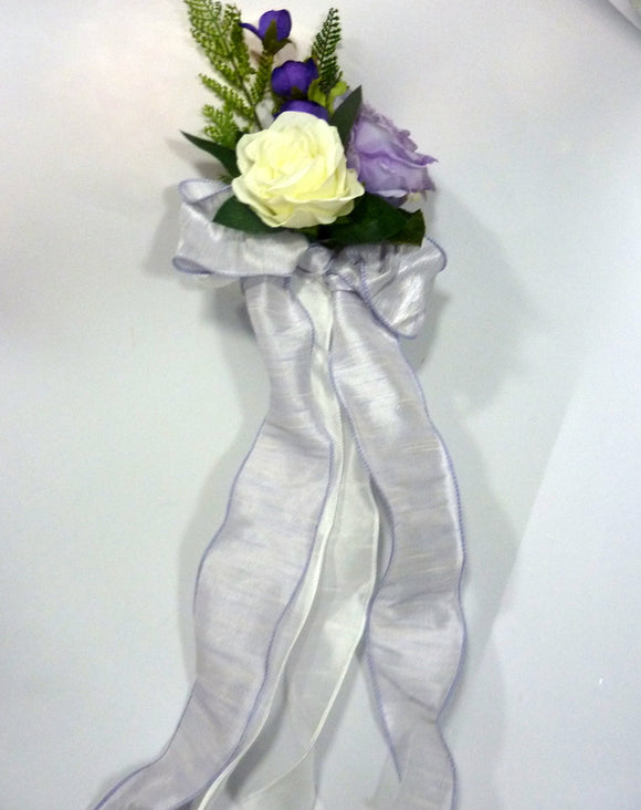 Lavender and White Wedding Aisle decorations, Wedding pew decorations, Floral chair ties