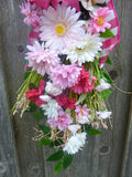 Bright Summer Door swag, Front door decor - floral Swag in shades of Pink and white