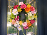 Gerbera Daisy wreath, Spring and Summer Front door wreath, French Country Decor