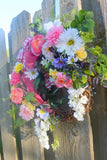 Bright Summer wreaths, Spring wreath, Gerbera Daisy wreath, French Country Decor