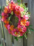 Summer Wreath, Bright floral wreath for your front door, spring wreath