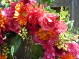 Summer Wreath, Bright floral wreath for your front door, spring wreath