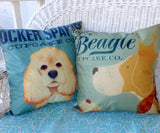 Dog breed pillow covers - Cocker Spaniel pillow covers - pet pillows - pillows with dogs - Julie Butler Creations