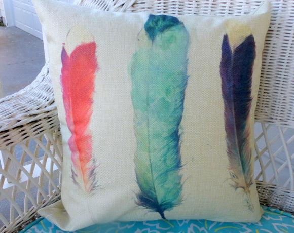 pillow covers - pillow covers with Feathers - 18x18 pillow covers - Feather pillow covers - Julie Butler Creations